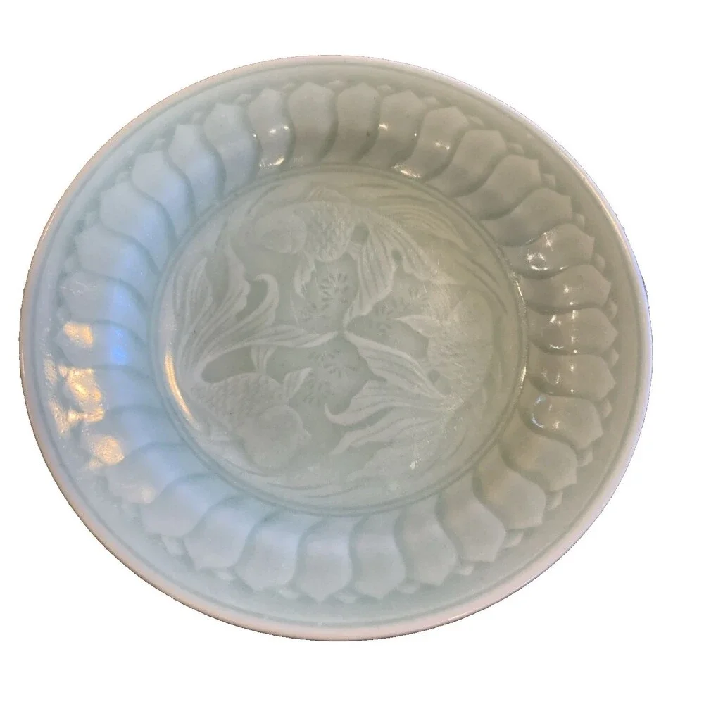 China Longquan Celadon Koi Fish Goldfish Plate
